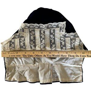 Victorian 1800s Antique Blue Velvet & Lace Girls Bonnet Theater Movie Prop Costu